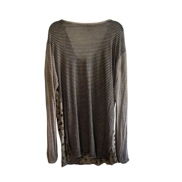 Women's Pete & Greta / Johnny Was Brown Henley Raglan Oversized Stars Stripe Sm - Picture 2 of 10